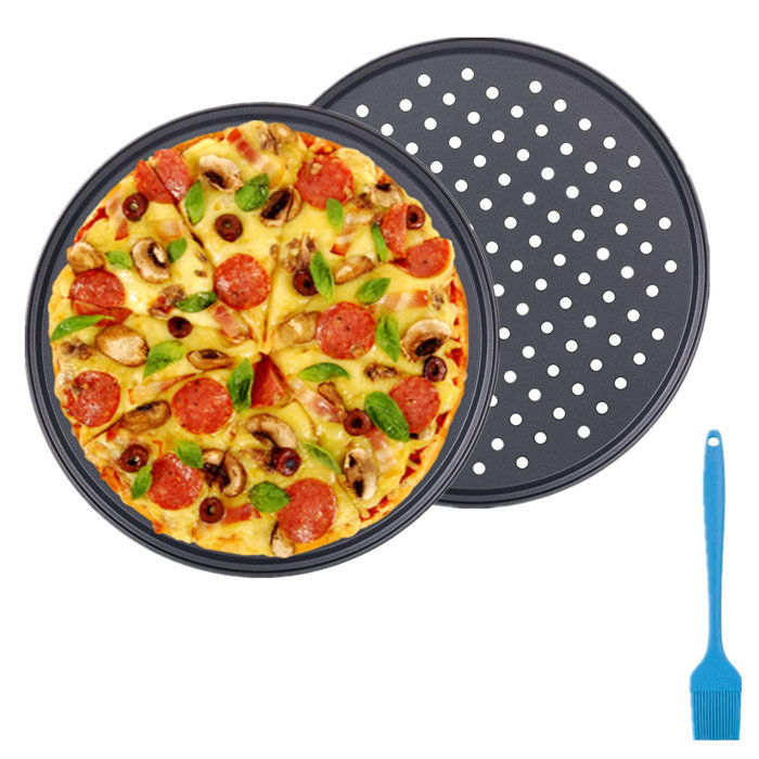 GuangMing Pizza Pan With Holes For Oven 12.5 Inch NonStick Carbon